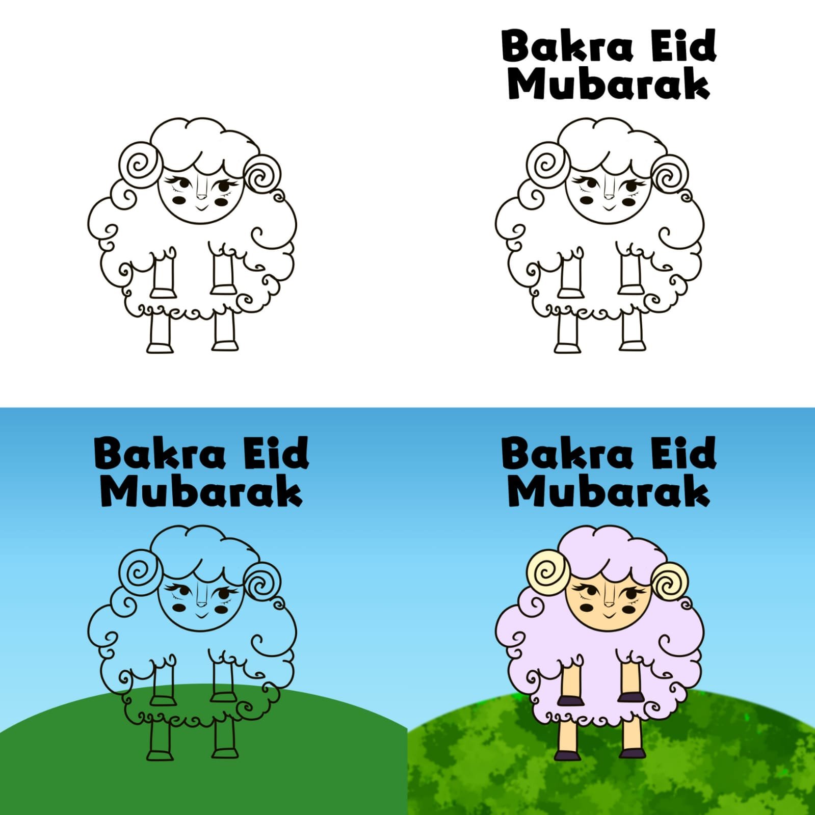 Eid ul Adha Mubarak drawing | Bakra Eid Mubarak drawing with pencil  coloured step by step | - YouTube